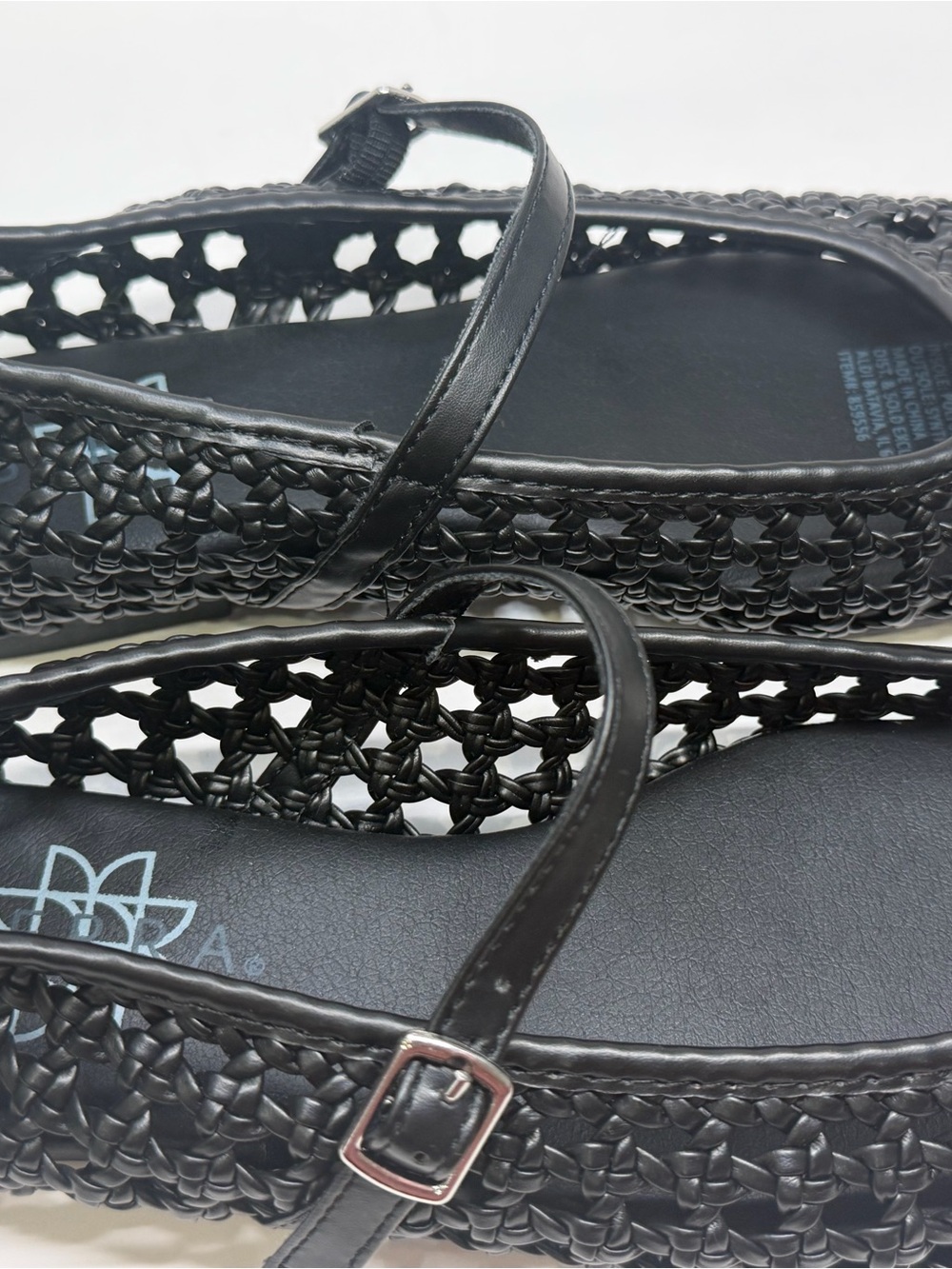 SERRA Black Woven Braided Mary Jane Flats Buckle Strap - Picture 6 of 12
